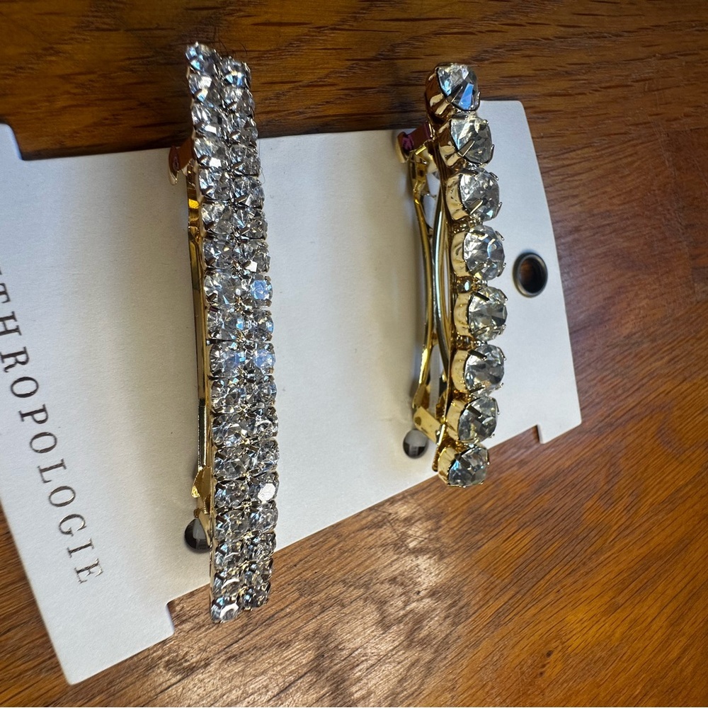 Anthropologie Crystal Gold and Silver Hair Barrettes - Picture 3 of 5